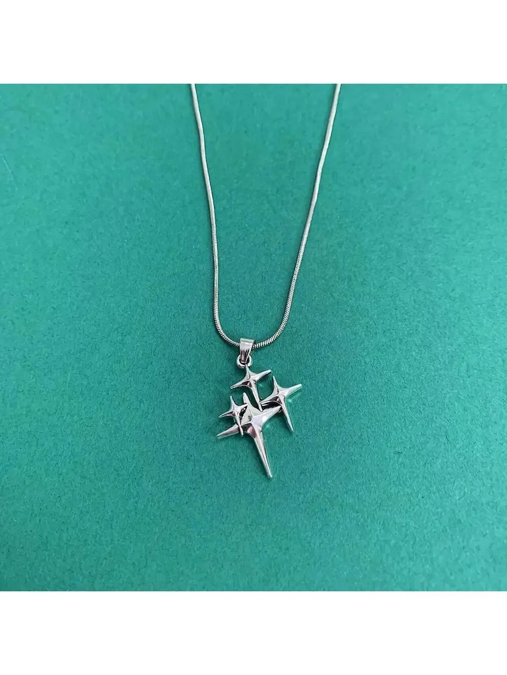Y2K Cyber Vintage Style Grunge Silver Multi Star Opium Rope Necklace Unisex